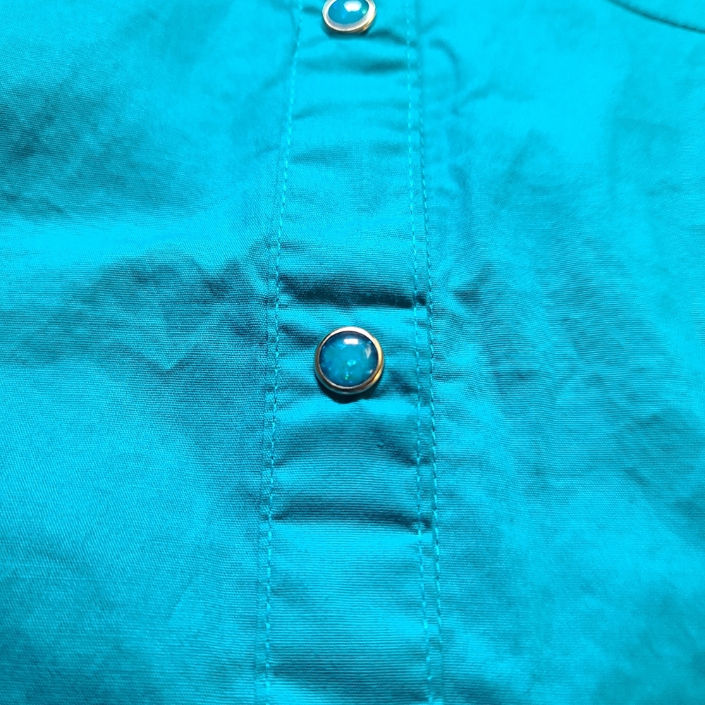 Teal Pearl Snap Button Down - image 4